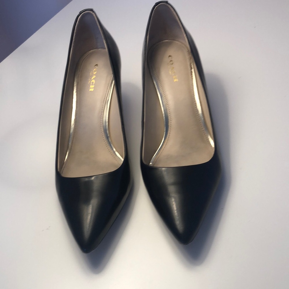 Black leather heels